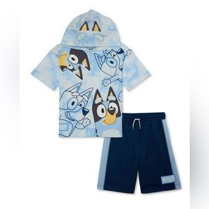 Bluey Boys Hooded Cosplay Tee and Shorts Set, 2-Piece
